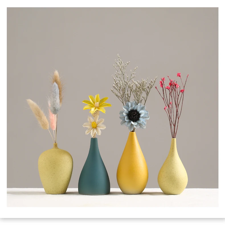 ヨーロピアンスタイルの花瓶,シンプルなセラミックと黄色の磁器の花瓶,結婚式の装飾用の小さなボトル,家の装飾用