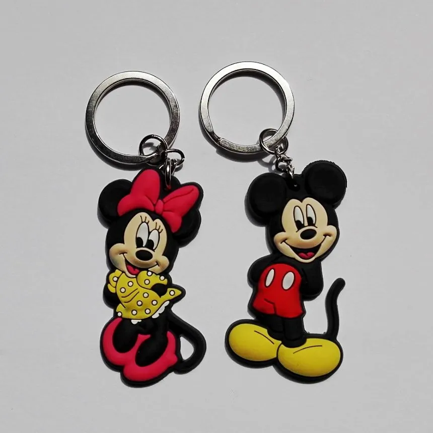 

20PCS Cute Mickey Minnie PVC Anime Key Ring Cartoon Figure Key Chain Kids Toy Pendant Keychain Children Key Holder Party Gift