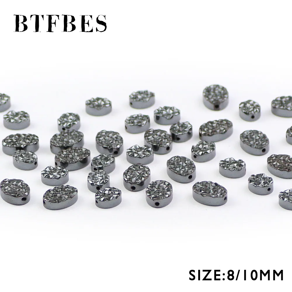 Плоские овальные бусины BTFBES AAA из гематита черного цвета натурального камня