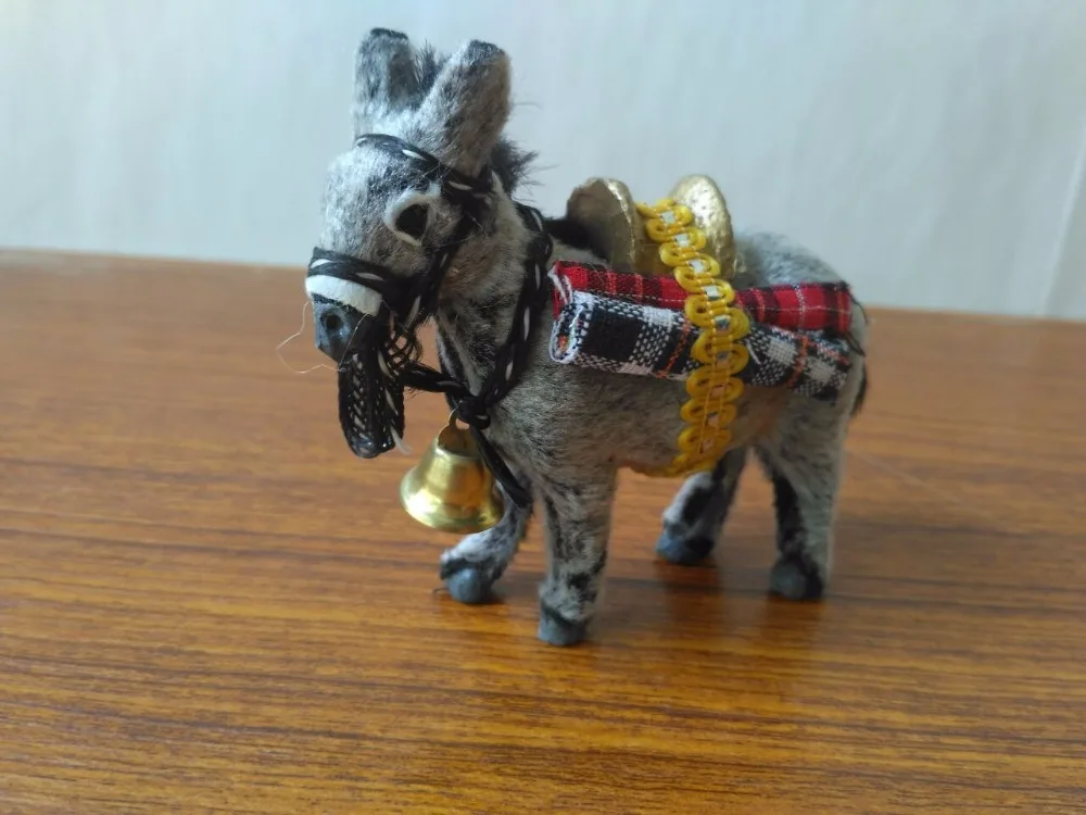 

simulation gray donkey model mini 10x8cm plastic&furs handicraft,home decoration toy gift d1497
