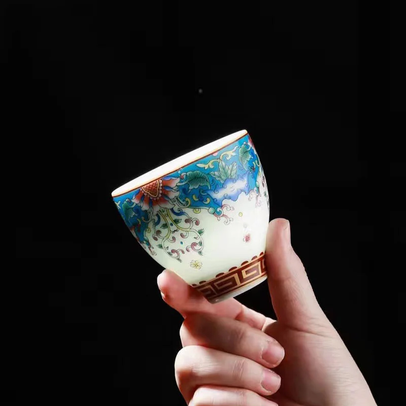 

PINNY Color Enamel Tea Cup High Quality Ceramic Teacups Chinese Kung Fu Tea Set Hand Made Porcelain Tea Bowl