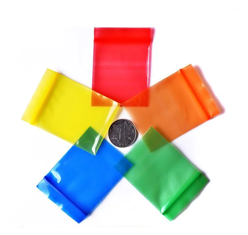 100pcs/lot Small Plastic Recyclable Bags Color Reclosable Poly Ziplock