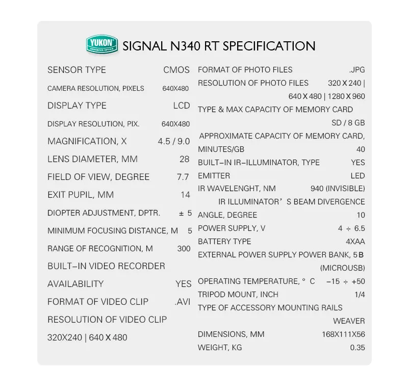 Yukon Signal N340 RT цифровой Монокуляр ночного видения Невидимый ИК Wi-Fi прямая трансляция через iOS/Android ночное видение охотничье снаряжение