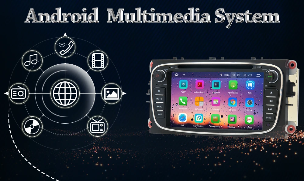 Top 7" IPS Pure Android 8.0 Car DVD Player For Ford Focus Galaxy Mondeo C-MAX S-MAX Kuga Car Radio With Bluetooth GPS Navigation 6 Top 7" IPS Pure Android 8.0 Car DVD Player For Ford Focus Galaxy Mondeo C-MAX S-MAX Kuga Car Radio With Bluetooth GPS Navigation 6