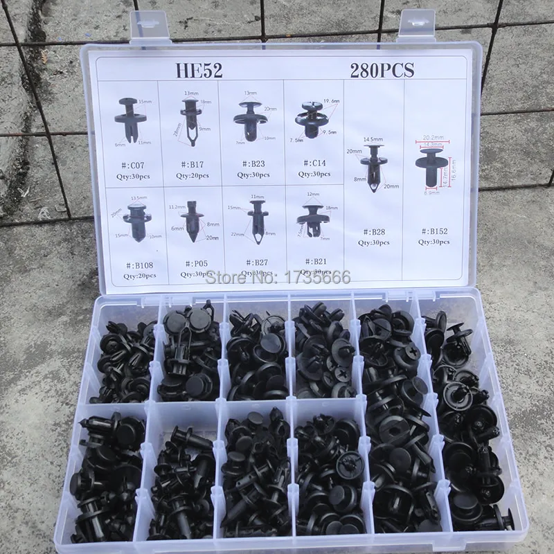 

280PCS Push Rivets Kit Car Clip & Fasteners Assortment Car Push Pin Rivets Set Door Trim Panel Clip for Toyota Honda For Nissan