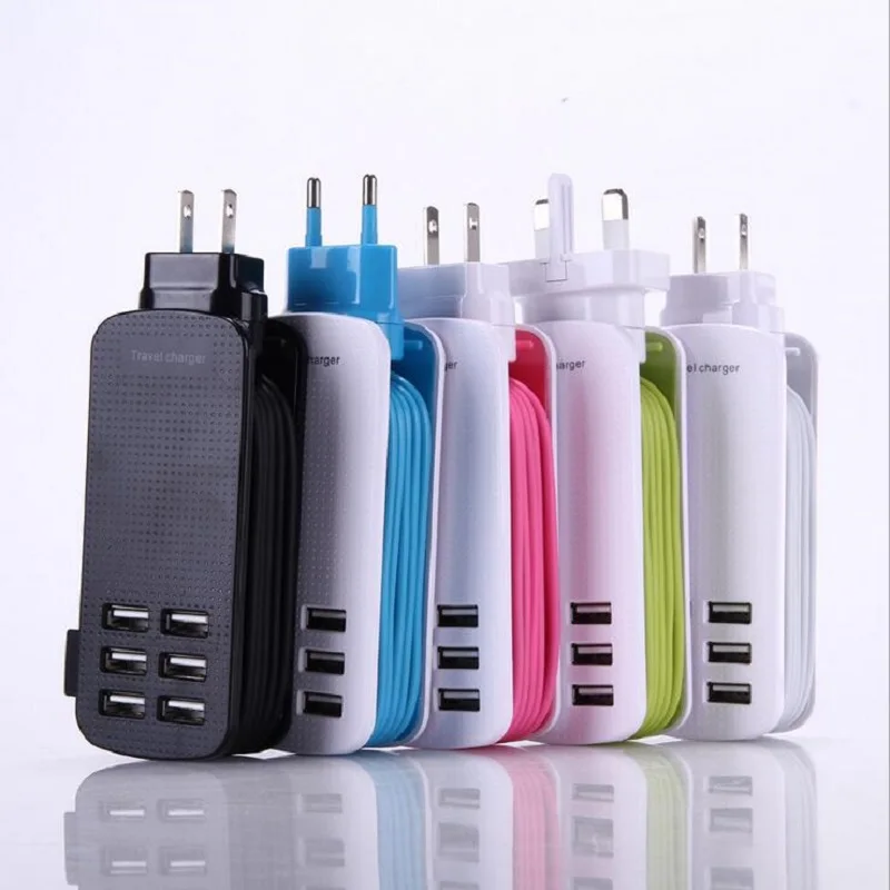 Продажа USB зарядное устройство EU US UK Plug 6USB 5,1 В 6A несколько стены Smart адаптер Мощность полосы для мобильного телефона планшеты зарядки устройства