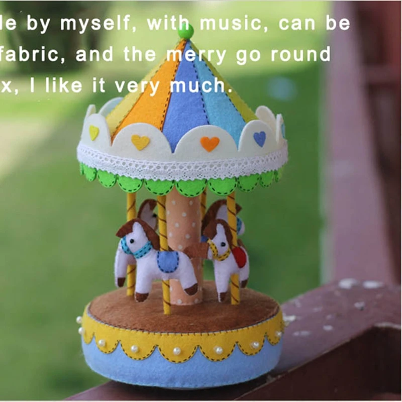 New-Felt-Fabric-Handmade-DIY-Package-Rotary-Horse-Music-Box-Sewing-Handwork-Kid-Toy-Home-Decoration (3)