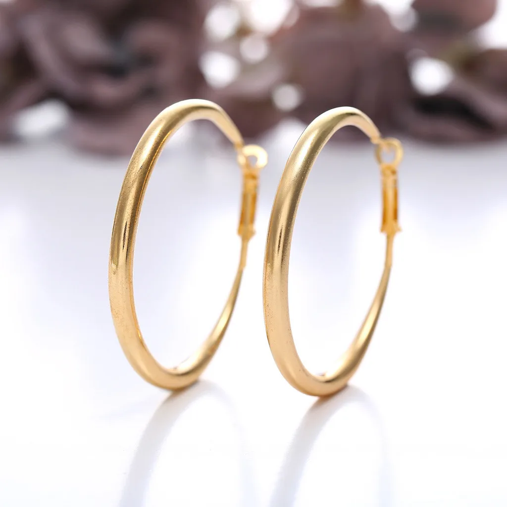 

Women Earring Punk Rock Minimalist 50mm Thick Tube Big Gold Alloy Round Circle Hoop Earrings women earrings 2019 woman earring