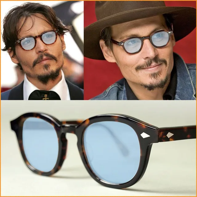 Tinted Retro Eyeglasses Tortoise Black Johnny Depp acetate Frame