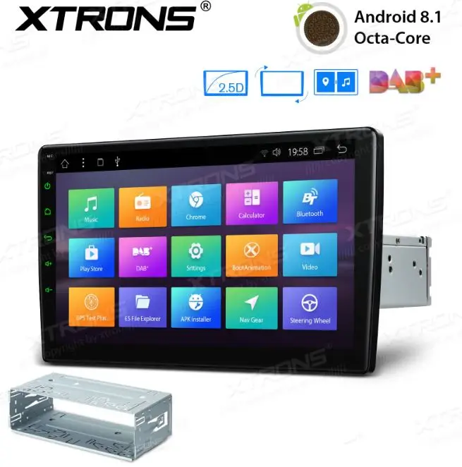 XTRONS 10," Android 8,1 Восьмиядерный радио 32 Гб Поворотная Лицевая панель 2.5D изогнутый экран автомобильный стерео плеер gps OBD 1& 2 DIN без DVD - Цвет: 1 Din-TM100L-FRA002