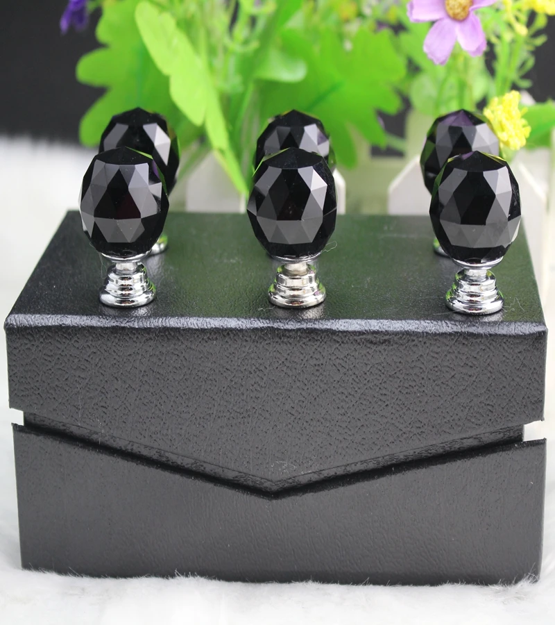 Buy Free shipping 10pcs/lot 20MM black color Crystal Knobs Drawer for