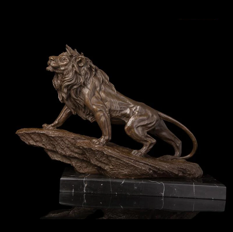 56 cmウエスタンアールデコブロンズフードッグライオンクーガーアニマルオーナメントアートスカルプチャー|彫像 & 彫刻| - AliExpress