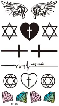 

Waterproof Temporary Tatoo Fake Tattoo Sticker Cross Love Heart Wave Diamond Tattoos Tatouage Hand Foot Tatto For Men Women Girl