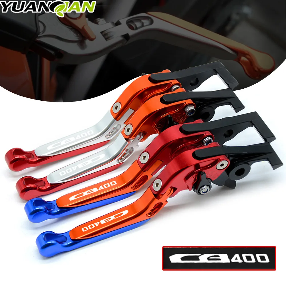 

For Honda CB400 LOGO Motorcycle Adjustable Long Brake Clutch Levers For Honda CB400SF CB400SS CBR400F CB400 CB 400 919
