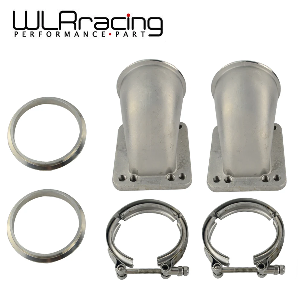 

WLR - 1 Pair 3.5" Vband 90 Degree Cast Turbo Elbow Adapter Flange 304 Stainless Steel + Clamp and Flange For T3 T4 Turbocharger