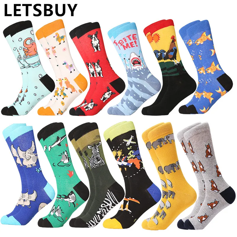 

LETSBUY 12pairs/Lot dropshipping Calcetines de hombre mens socks set happy for couple wedding dress casual business socks