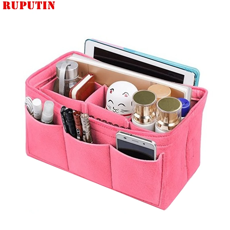 RUPUTIN ورأى القماش إدراج مقسم حقيبة ماكياج اليد مقسم حقيبة متعددة الوظائف حقيبة السفر إدراج المحمولة التجميل أكياس
