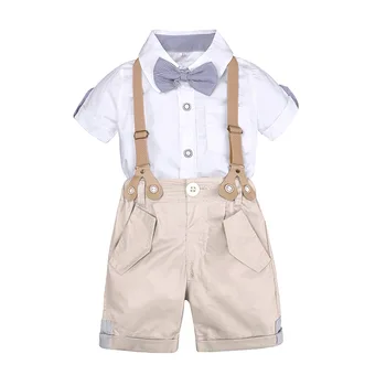 

2019 New Baby Boys Clothing Set Shorts Shirt Tie Little Gentleman Children Kids Clothes Suits Formal Wedding Party Costume
