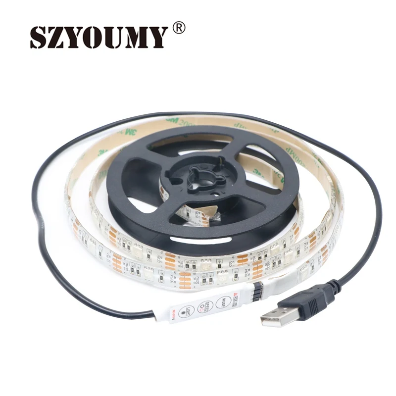 SZYOUMY Водонепроницаемый RGB 5050 SMD 100 см USB Светодиодные ленты свет строки лампы DC 5 В Тирас Fita светодиодный Rgb светодиодный свет полоска 50 шт. DHL