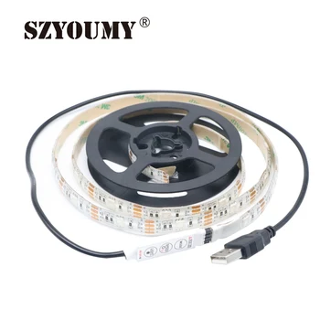 

SZYOUMY Waterproof RGB 5050 SMD 100cm USB LED Strip Light String Lamp DC 5V Tiras Fita Led Rgb Led Light Strip Tape 50PCS DHL
