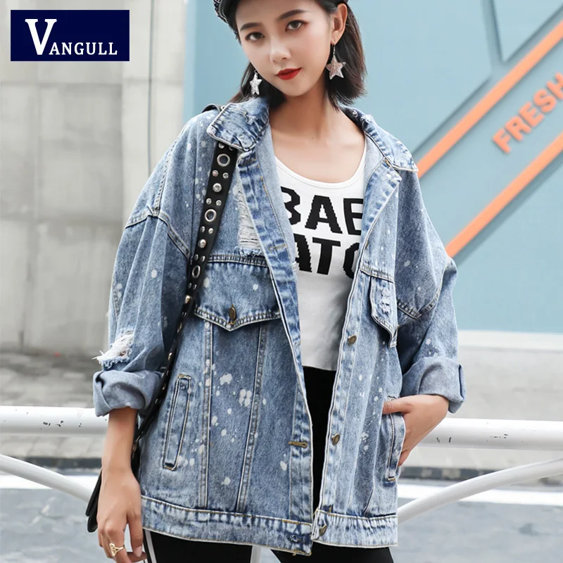 Vangull كاذبة اثنين من قطعة مقنعين الدنيم سترة النساء 2019 الربيع زين الجينز أبلى الإناث واحدة الصدر المتوترة الجينز المعاطف