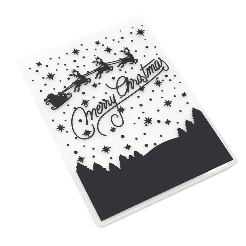 Vrolijk Kerstfeest Plastic Embossing Map Voor Scrapbook DIY Album