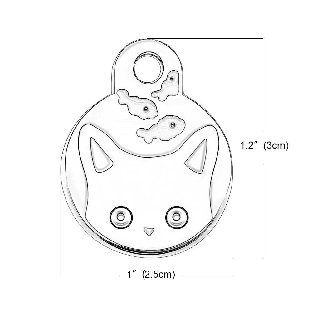 Симпатичная идентификационная бирка для лица котенка из нержавеющей стали, персонализированная круглая бирка для собаки на заказ, гравировка имени, идентификационные бирки для домашних животных, анти-потеря для домашних животных