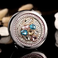 Engrave words free,wedding party bridesmaid gift friend present,bling crystal swan,mini beauty makeup compact pocket mirror