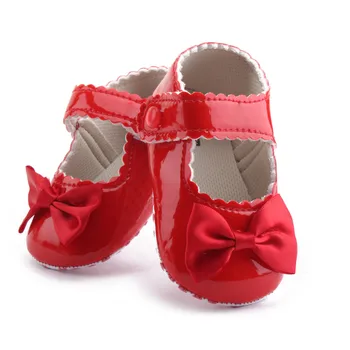 

baby shoes Baby Girl Bowknot Leater Shoes Sneaker Anti-slip Soft Sole Toddler Red baby fashion hot sale first walker shoes