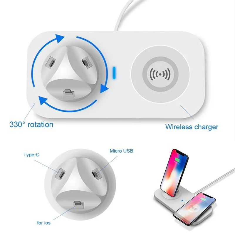 

Universal Charging Station for Type-c Huawei Android wireless charger for iPhone XSMAS/xr/8plus Samsung S9 S8 Wireless Charging