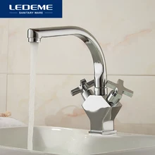 LEDEME Best Quality Brass Kitchen Faucet Pull Out Spray Deck Mounted Sink Mixer Taps Single Handle