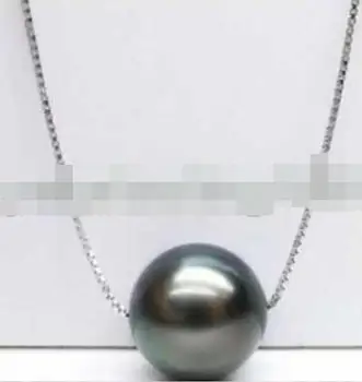 

Jewelry AAA+ 10-11MM TAHITIAN BLACK PEARL PENDANT NECKLACE 925