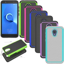 Carcasa de armadura trasera de doble capa de TPU suave y duro para Alcatel 1X Evolve/IdealXtra 5059R/TCL LX A502DL