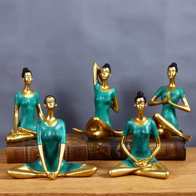 Yoga Poses Figurinesin Statues & Sculptures from Home & Garden on
