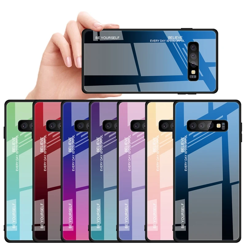 Чехол для телефона из закаленного стекла Samsung Galaxy S8 S9 S10 Plus S10E силиконовый чехол