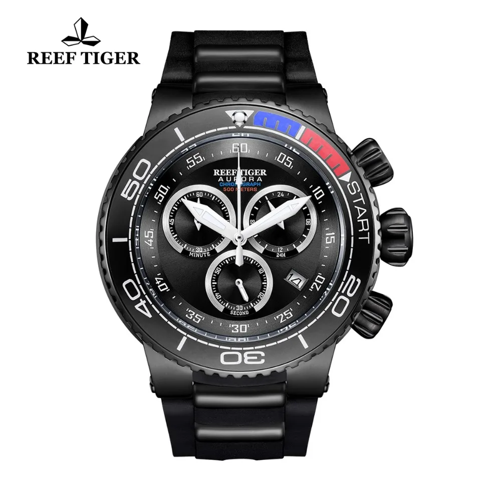 Риф Тигр/RT Топ бренд Роскошные военные часы черная сталь Аналоговые кварцевые часы для бега Relogio Masculino RGA3168