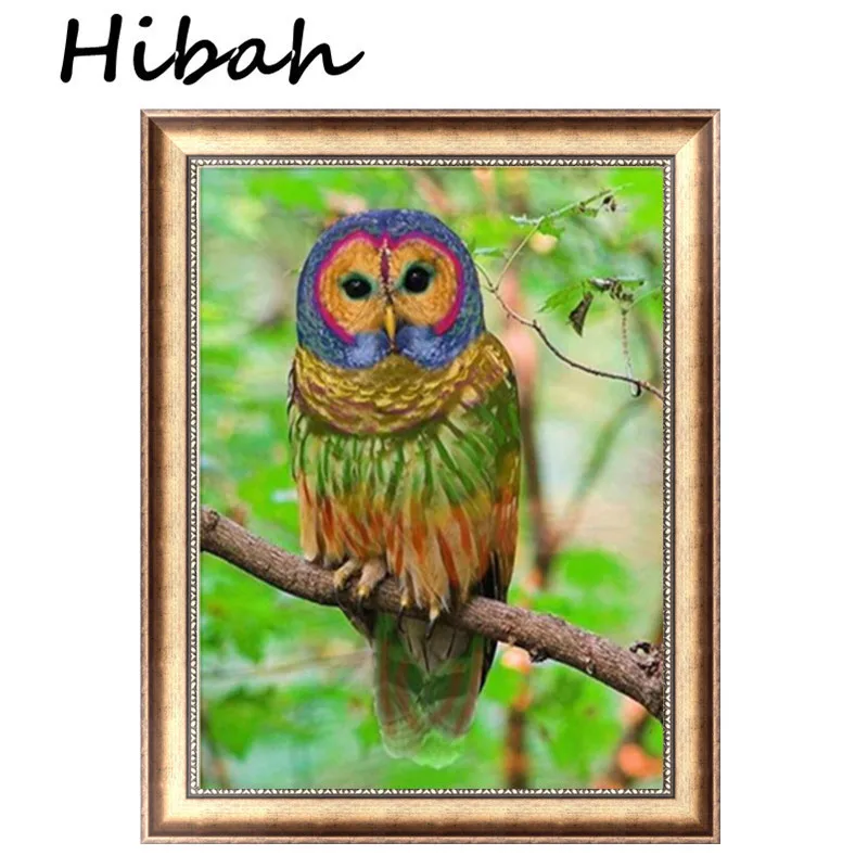 

5D DIY Diamond Mosaic Cross Stitch Color owl Animal Sewing Home Decoration Round Diamond Embroidery