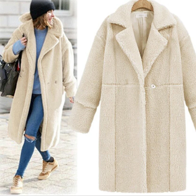 

Fashion Casual blend winter coat women Fashion streetwear large sizes warm long coat female 2018 autumn Winter coat outerwear