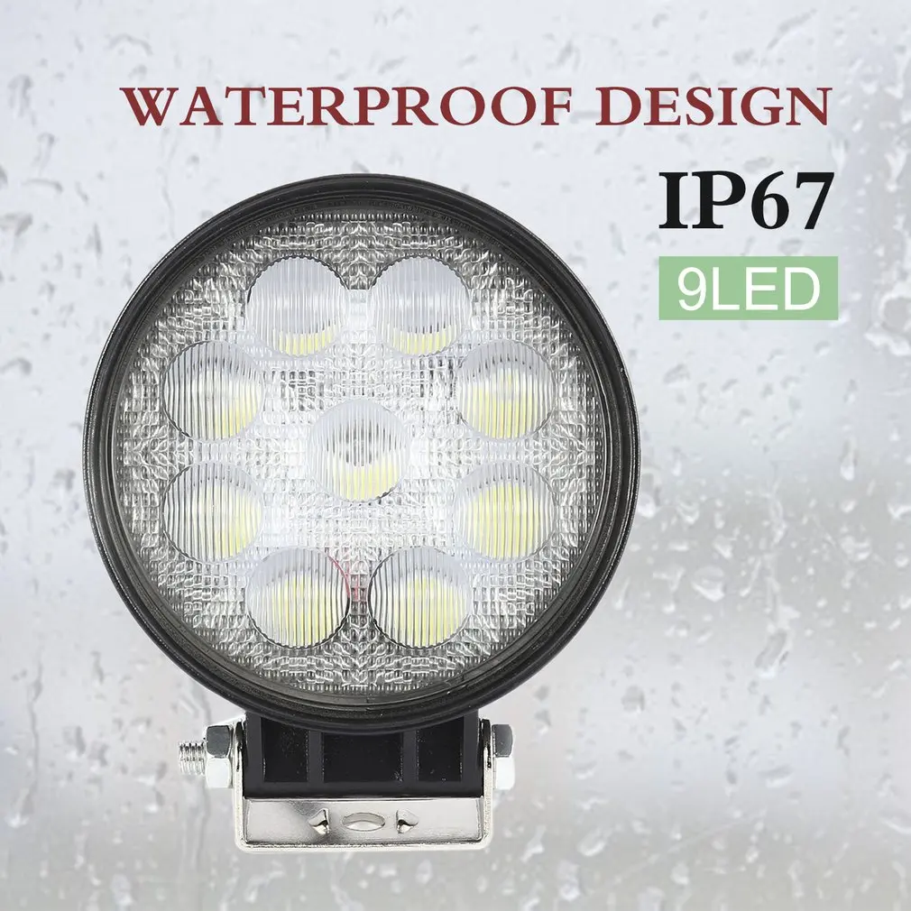 

Universal 27W Waterproof LED Working Light Round Shape Car Headlight with 9pcs*3W LEDs For Boat Tractor Truck Off-Road Cars