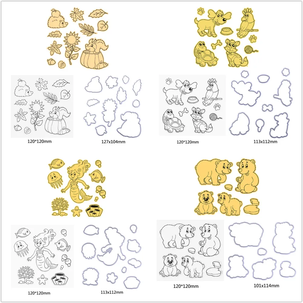 Симпатичные животные металла резки штампы силиконовый прозрачный чистый Штамп для DIY Скрапбукинг альбом тисненая картонная открытка Декоративные ремесло