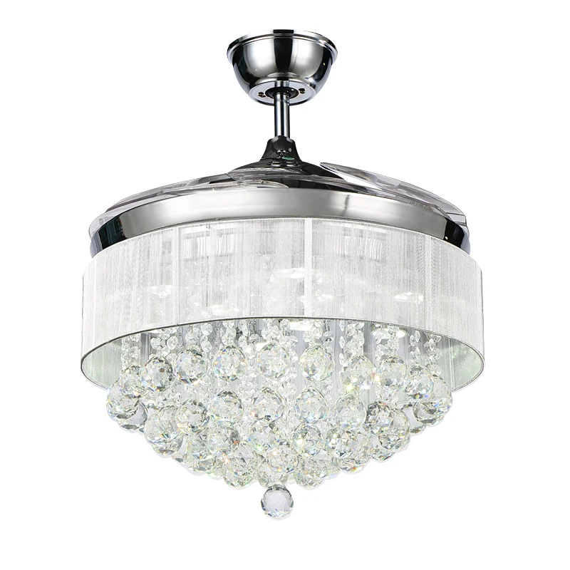 

High Quality luxury LED Crystal fan lights living room modern fan with remote control Ceiling Fans 110V 220V Ceiling Fans