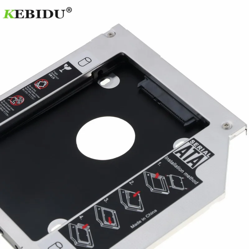 Kebidu 9,5 SATA 3,0 коробка для жесткого диска Алюминиевый металлический 2-ой HDD Caddy 2," SATA III 3,0 чехол для SSD, HDD для ноутбука ODD CD-ROM