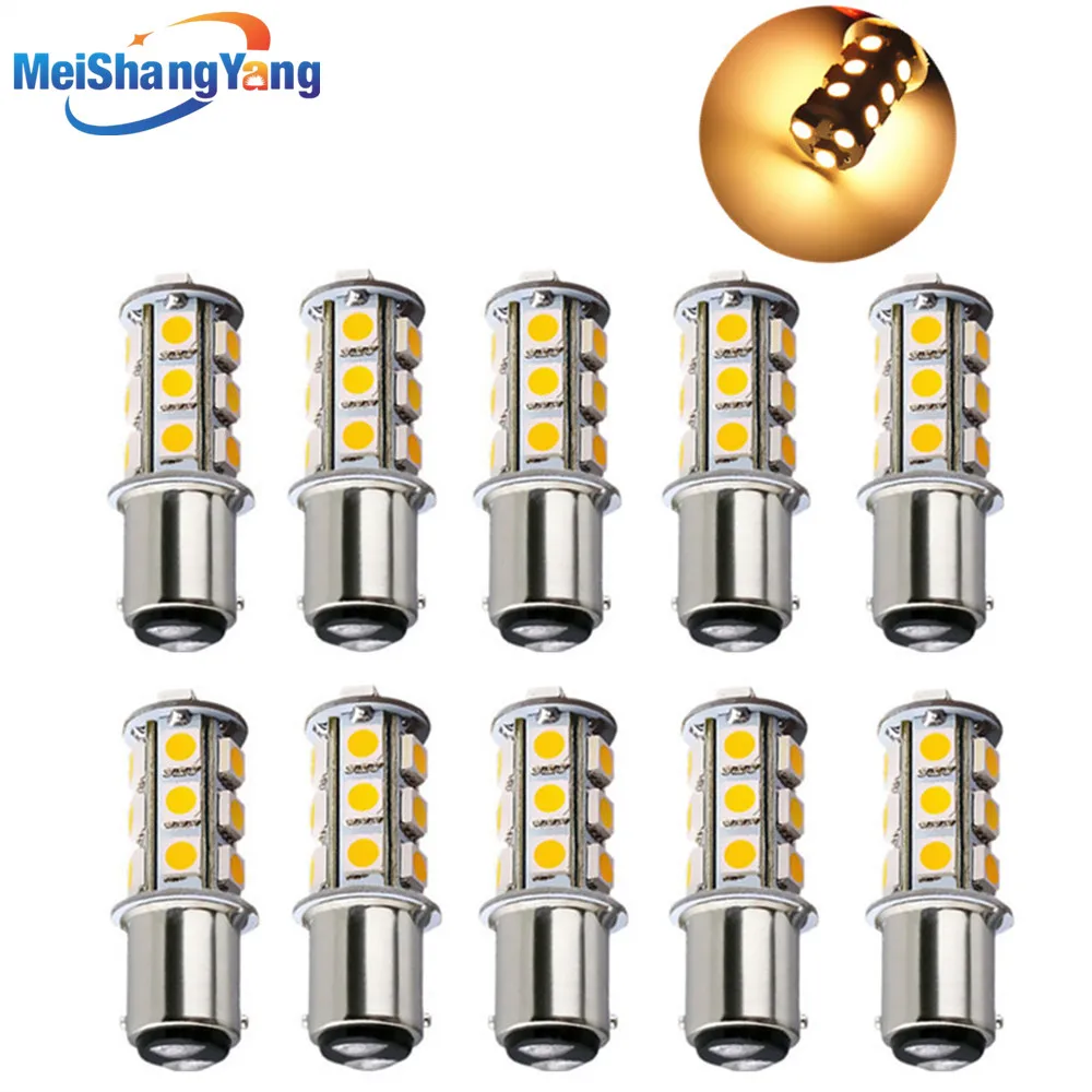 

10pcs 1142 BA15D 18 SMD 5050 Tail Turn Signal lamp Warm White led car bulbs rear brake Lights Car Light Source parking 12V