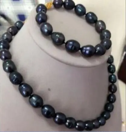 

Shipping >>new hot New 9-10MM Black Freshwater Pearl Necklace Bracelet Set