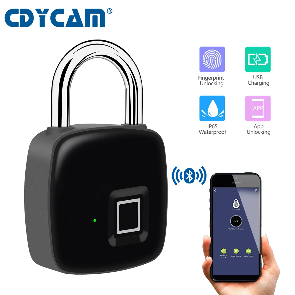 

CDYCAM P3 P3+ USB Rechargeable Smart Keyless Fingerprint Lock IP65 Waterproof Anti-Theft Security Padlock Door Luggage Case Lock