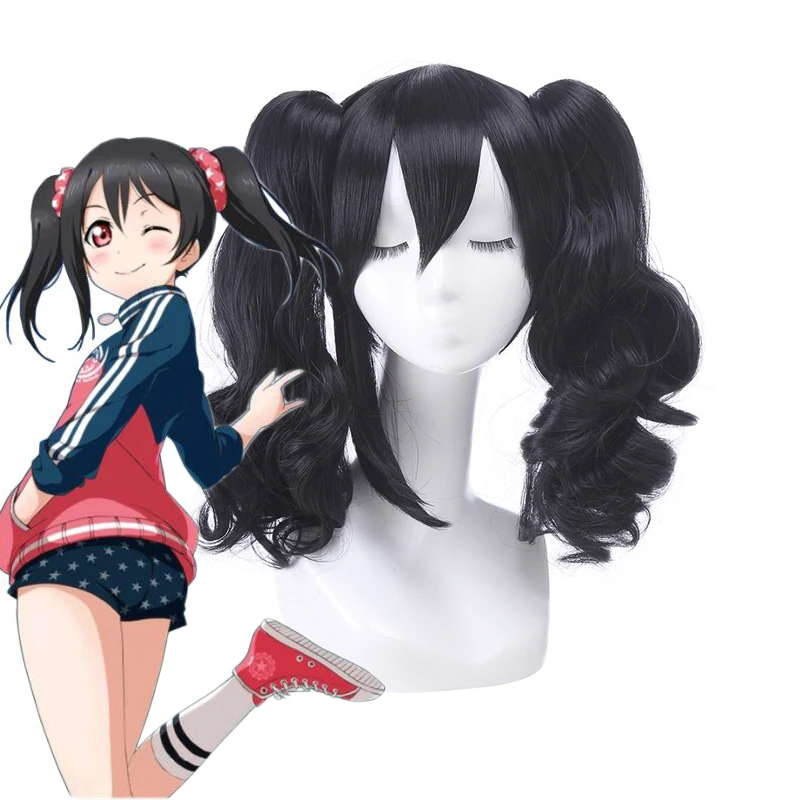 ROLECOS японское аниме Love Live Косплей головные уборы Нико Ядзава косплей 30 40 см черные