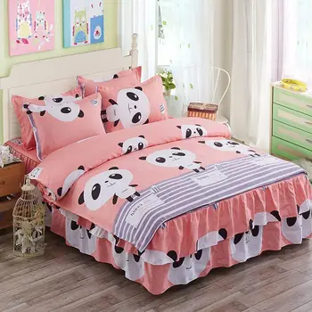 

3D Floral Flower Bedding Sets Panda Animal Bed Skirt 1Pcs Duvet Cover Set,Bed Sheet,2 Pcs Pillowcase,Four Size Bed Linen B