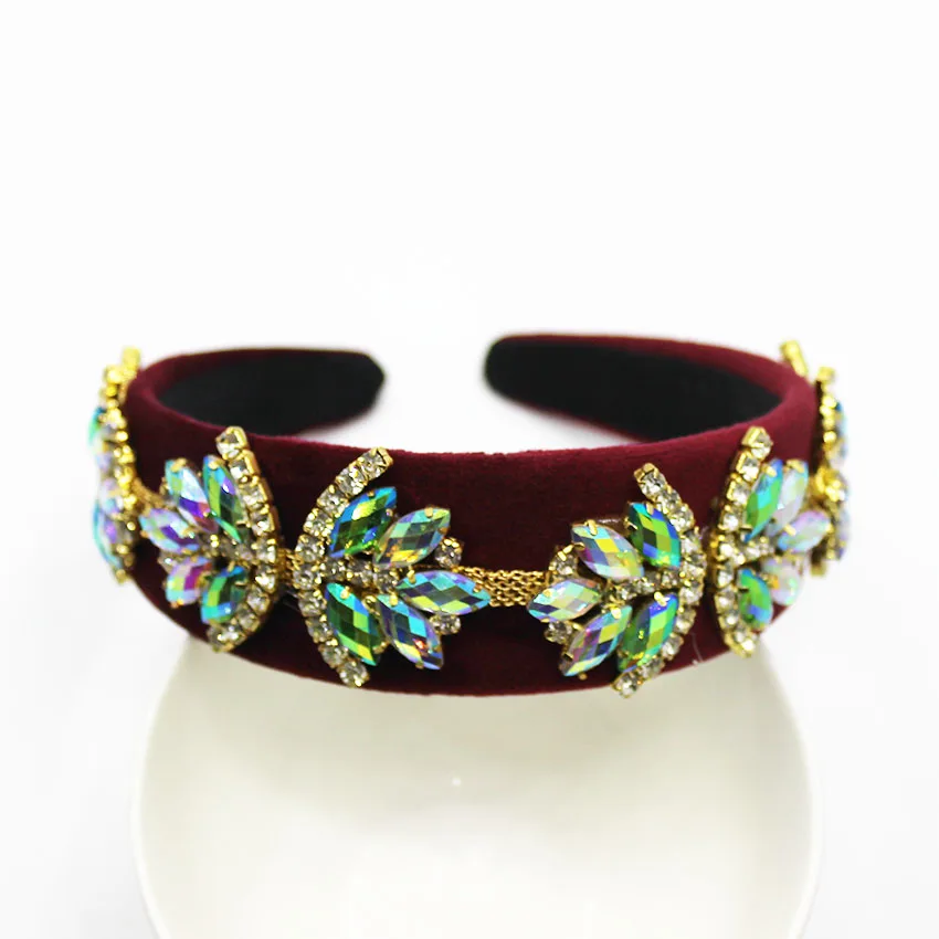 

Baroque Crown Rhinestone Beads Hair Bands Crystal Bride Tiaras Wide Headbands Women Party Wedding Hair Jewelry Bride 208
