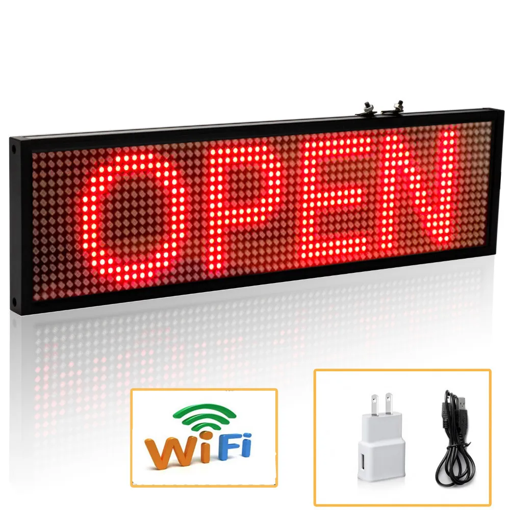 34cm Red LED Message sign Wireless and usb programmable rolling information P5 smd indoor led display Screen  for Business SHOP