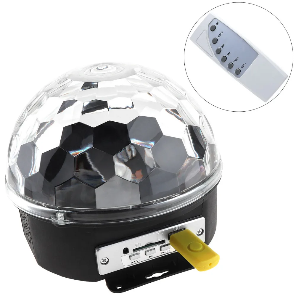 

LED RGB Crystal Magic Ball Voice Cotrol Stage Light ,MP3 Music Stage Laser disco balls lights for parties LED Stage Lights